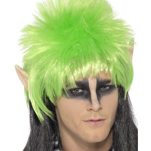 Perruque elfe fantasy noire verte