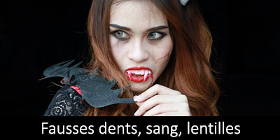 Fausses dents, dentiers Halloween, dents de vampire