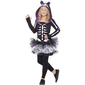 Costume enfant chat squelette noir et violet