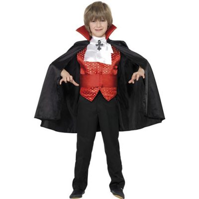 Costume enfant Dracula rouge noir