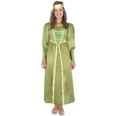 Costume enfant jeune fille médiévale vert et doré