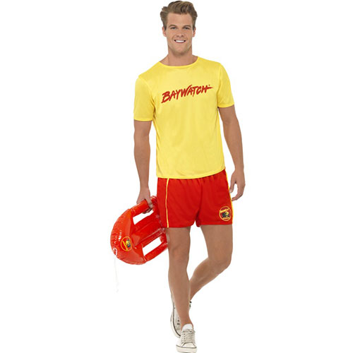 Drôle de maître nageur Costume Hommes Lifeguard Costume Homme rouge-Tons chair