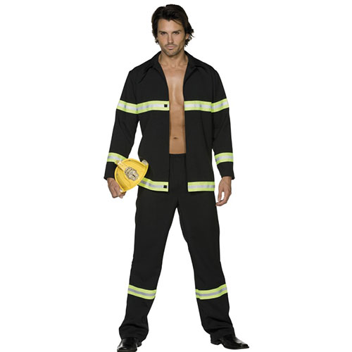 Costume homme pompier ensemble noir et jaune