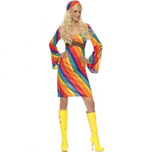 Costume femme hippie arc-en-ciel