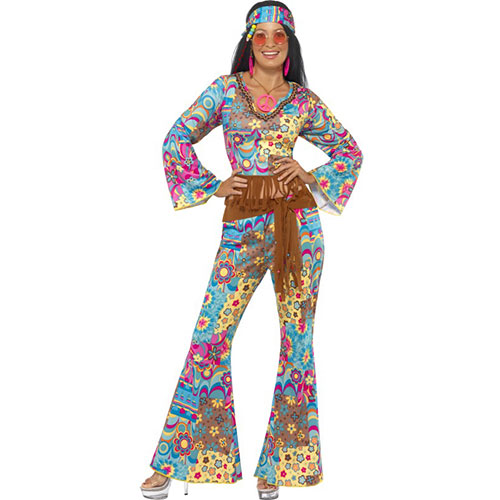 Costume femme hippie flower power ensemble coloré