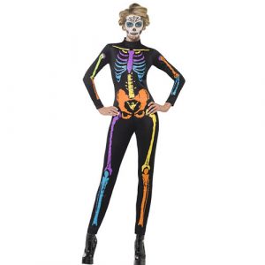 Costume femme squelette néon combi