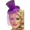 Mini chapeau haut de forme filet paillettes violet
