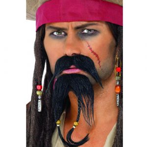 Moustache barbe pirate noires