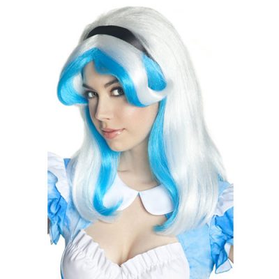 Perruque Alice bleu blanc