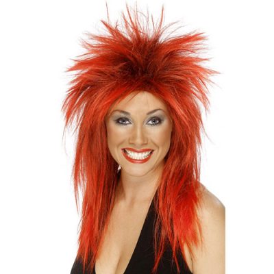 Perruque diva rock rouge