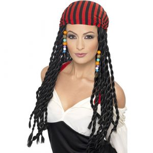 Perruque pirate tressée noire