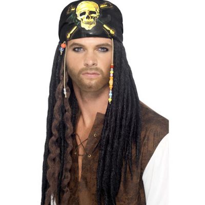 Perruque pirate dreadlocks noires