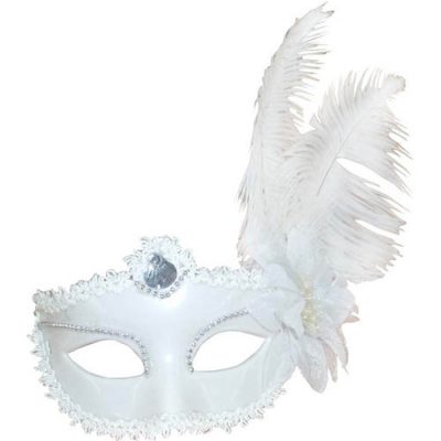 Loup marquise blanche plume