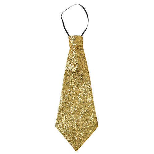 Cravate paillettes dorée - Accessoires, deguisement pour la fête à