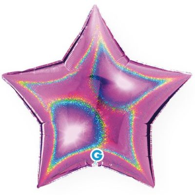 ballon-helium-etoile-holographique-rose-45-cm